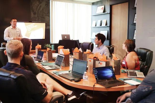 Business presentation in a meeting room