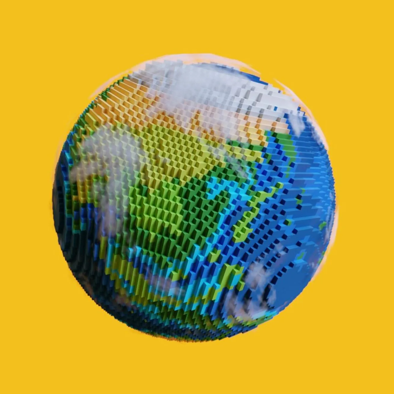 Ilustração do mundo em cubos coloridos