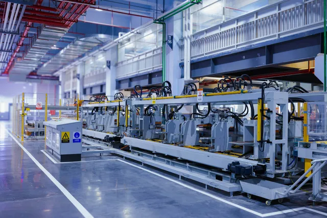 Industrial production line in operation